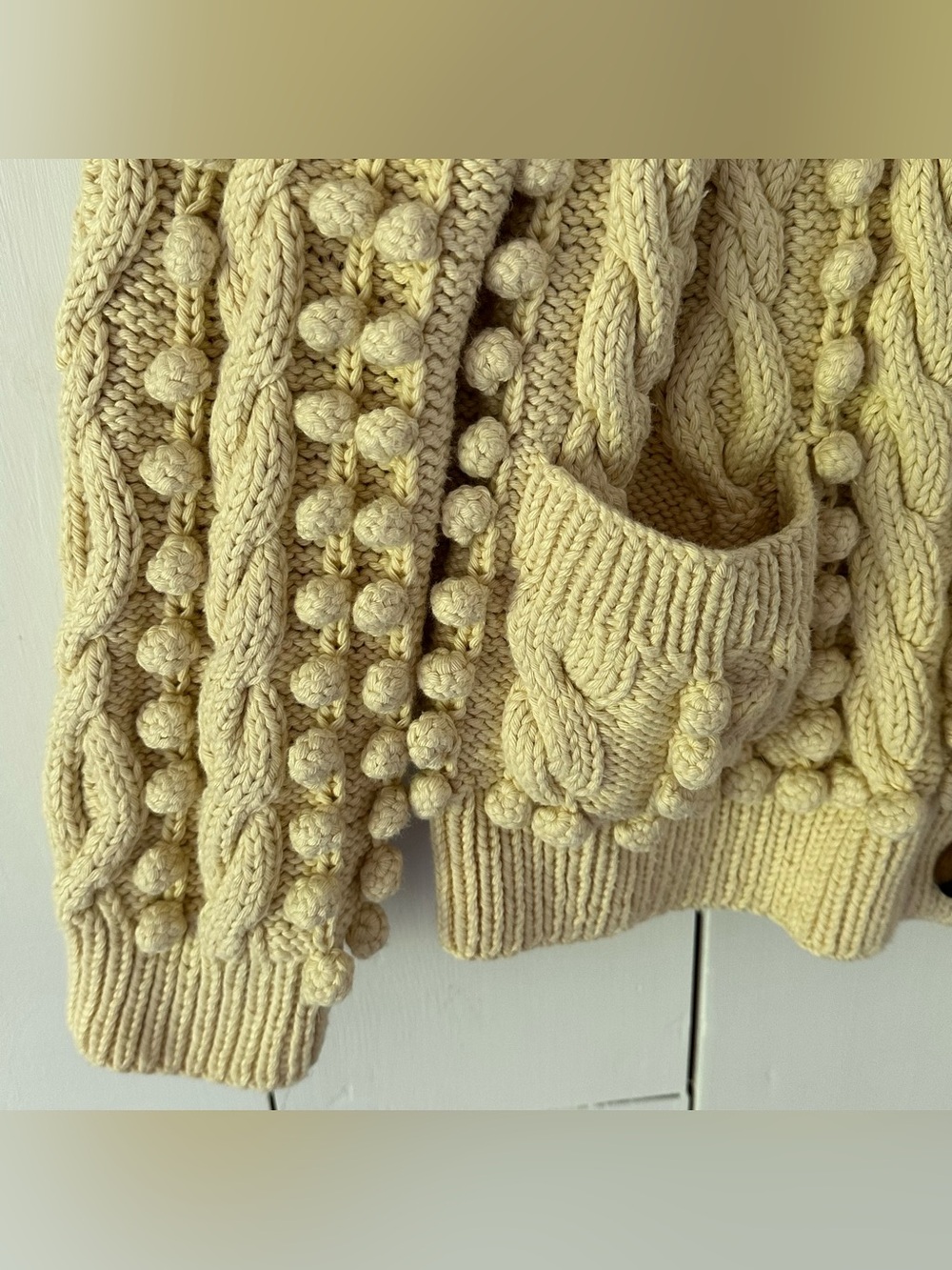 Doen Pomme Organic Cotton Button Front Cardigan Sweater Sz L Cream - Picture 7 of 16